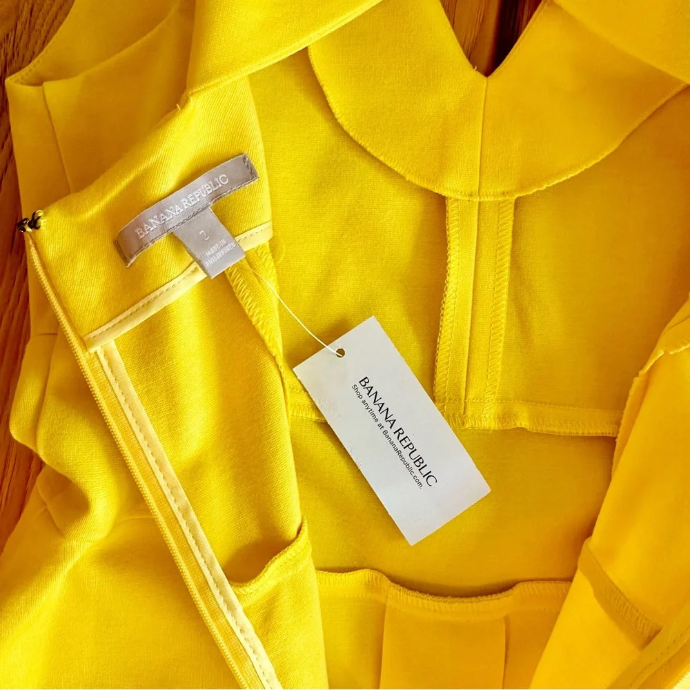 Banana Republic Ponte Cross-back Fit-and-Flare Dress in Tuscan Sun Sz 2 NWT - Picture 10 of 16